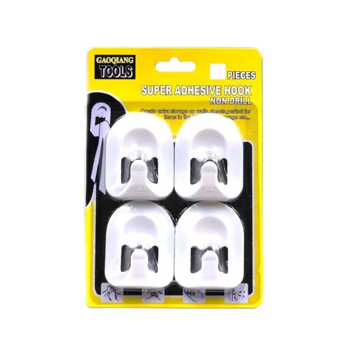 Super Adhesive Hooks 4pcs, damage-free hanging