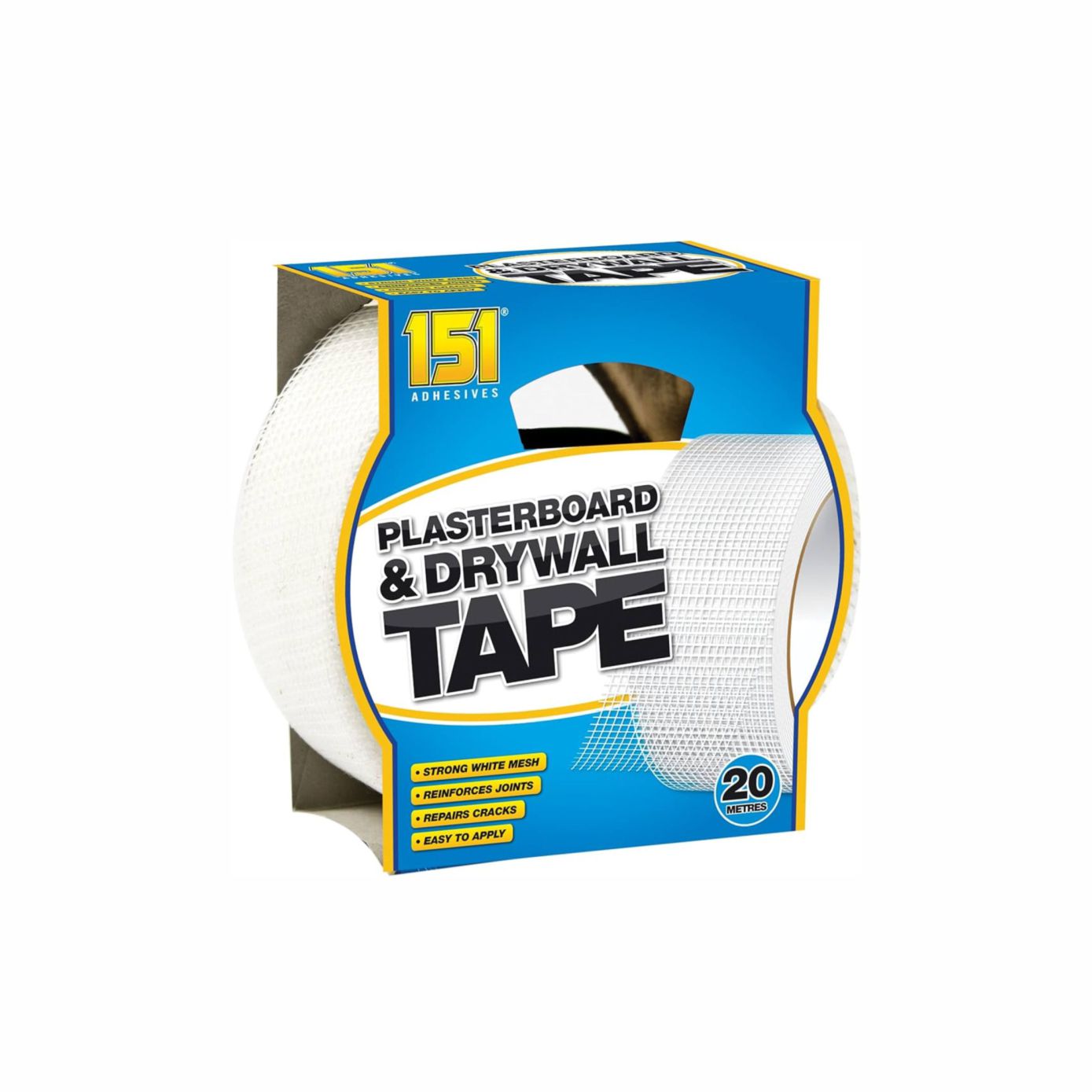 151 Drywall Plasterboard White Strong Mesh Tape, 20 Metre Roll