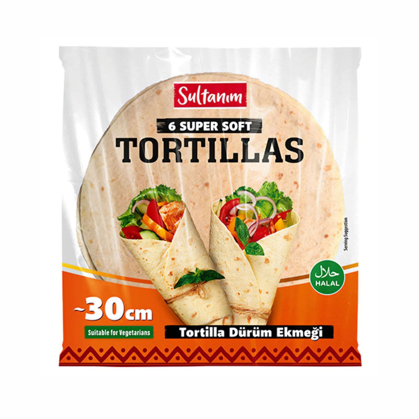 Sultanim Tortillas 6 Super Soft 30 cm, Ideal for tacos, wraps, or burritos