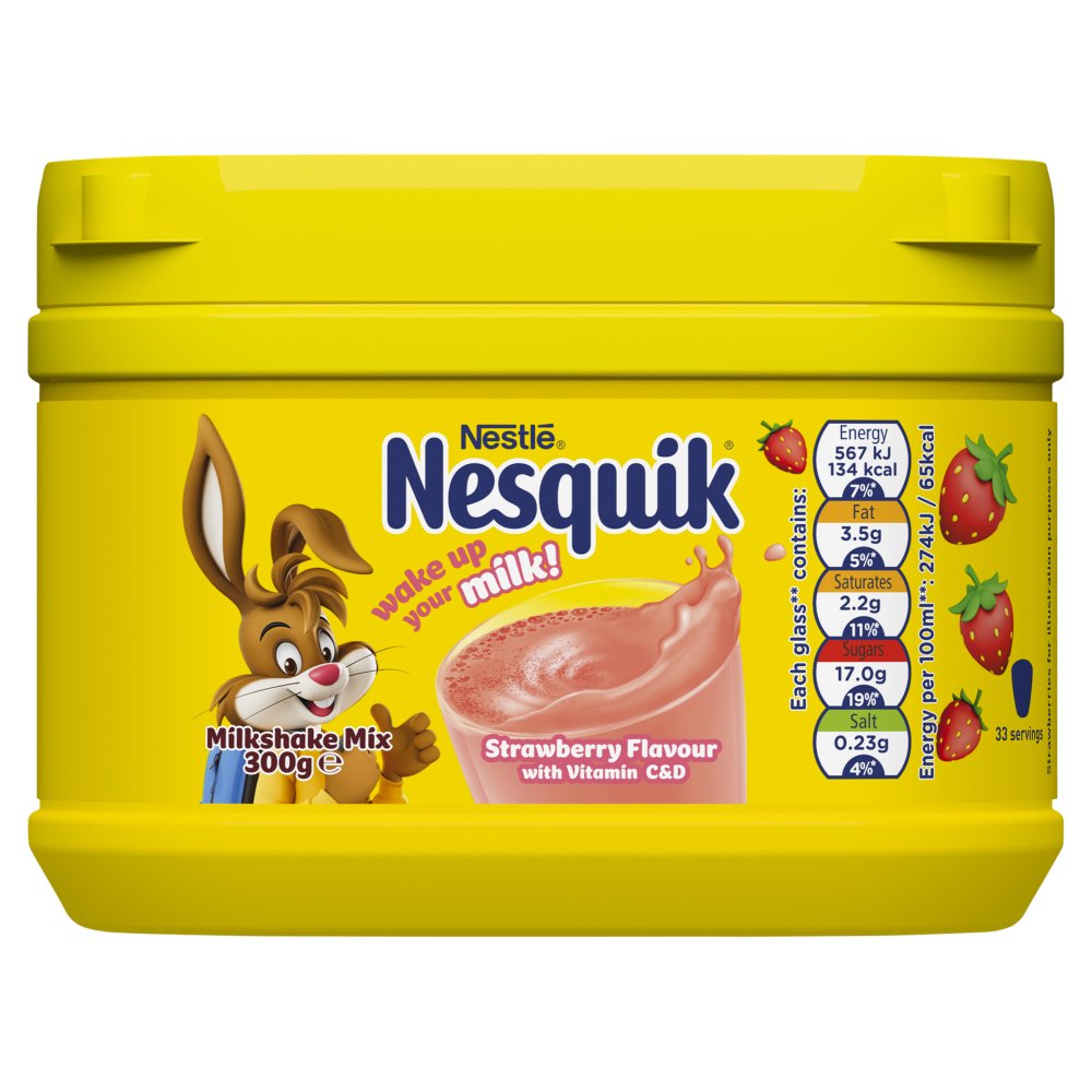 Nesquik Strawberry Flavour with Vitamin C&D Milkshake Mix 300g