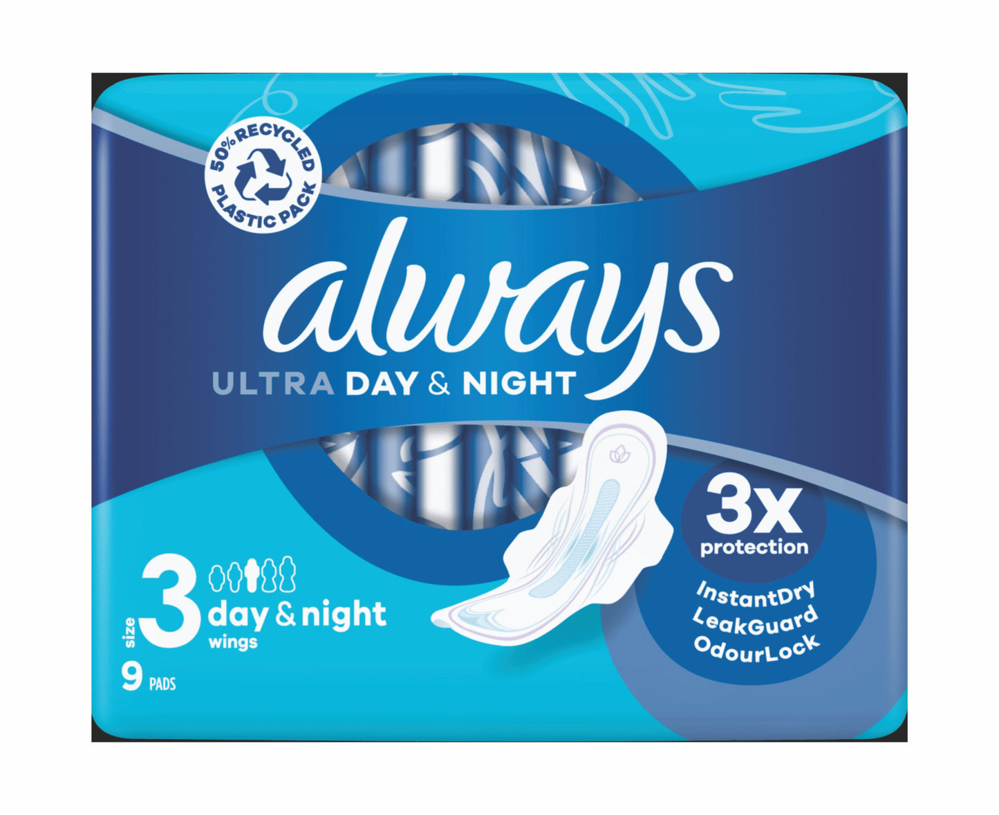 Always Ultra Sanitary Towels Day & Night (Size 3) Wings 9 pads