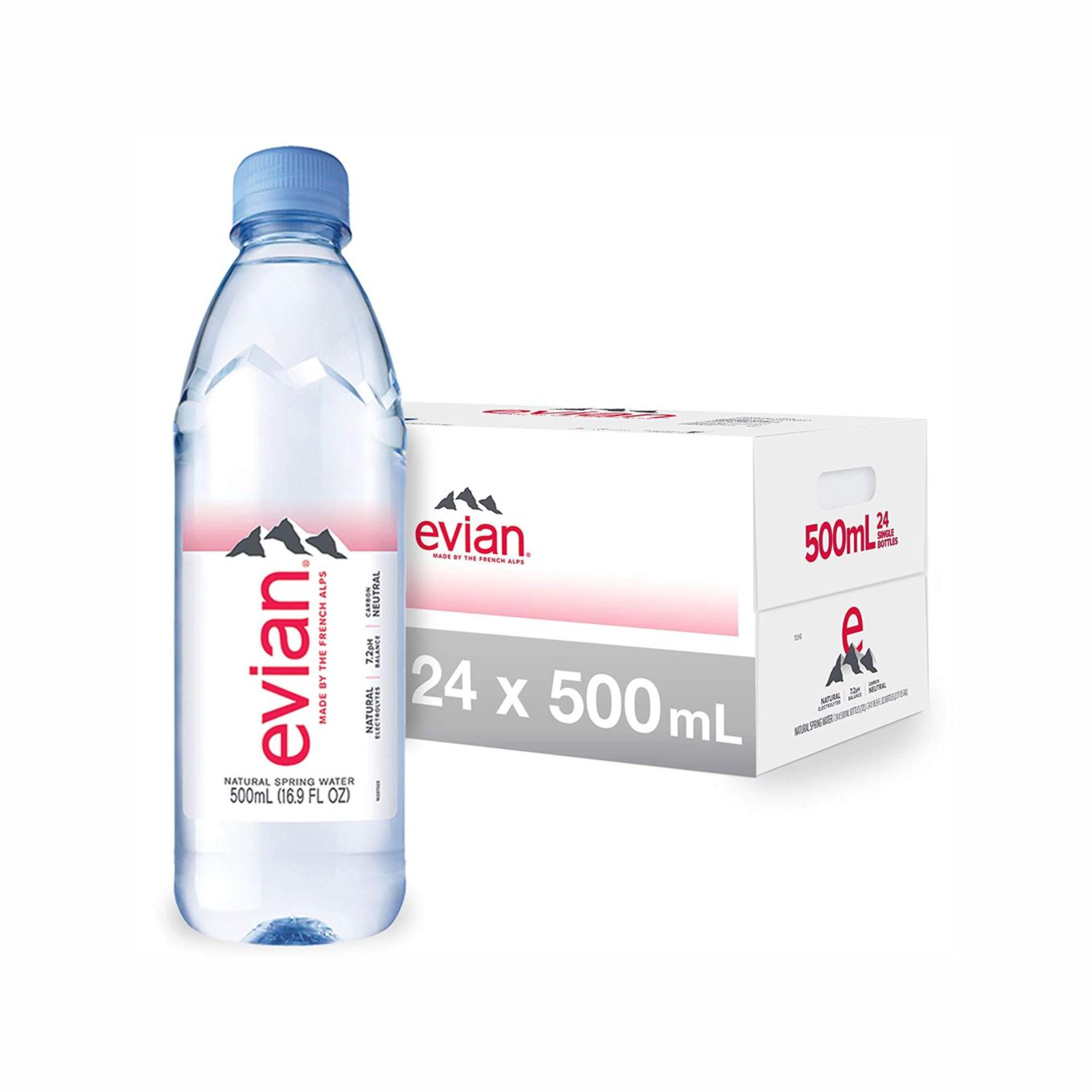 Evian Natural Mineral Water Plastic Bottles (24x500mL)