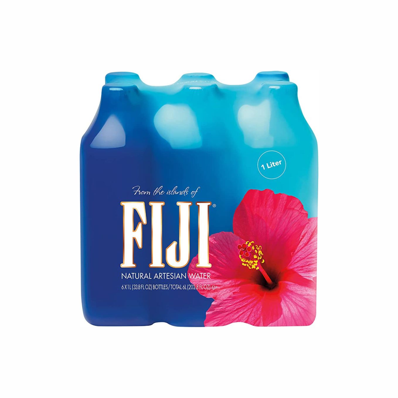 FIJI Natural Artesian Bottled Water 1 Liter (Pack of 6)