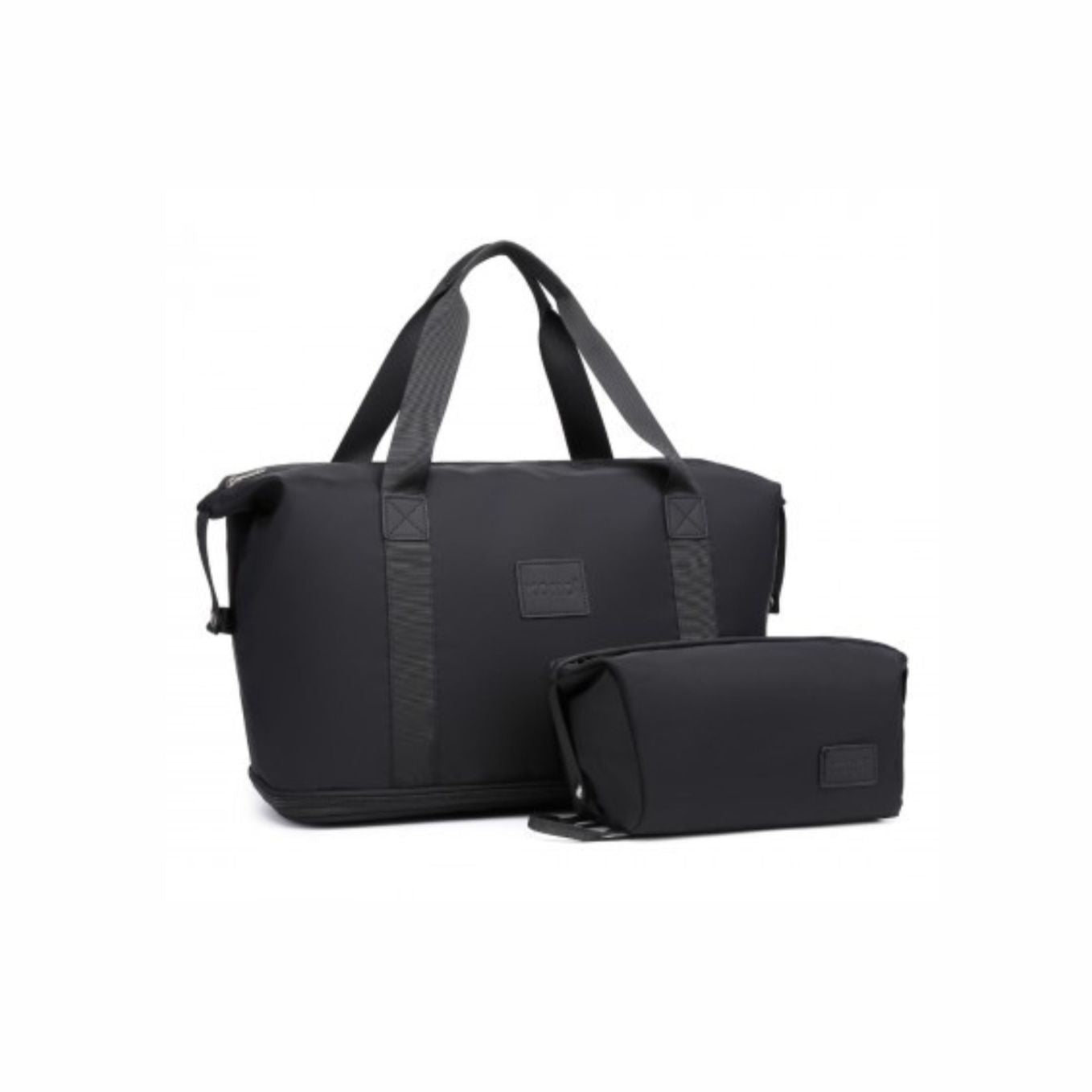 KONO 2 Pieces Expandable Durable Waterproof Travel Duffel Bag Set Black