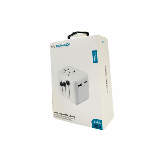 Monarch World Adapter USB-C  2.4A WAC-2 White